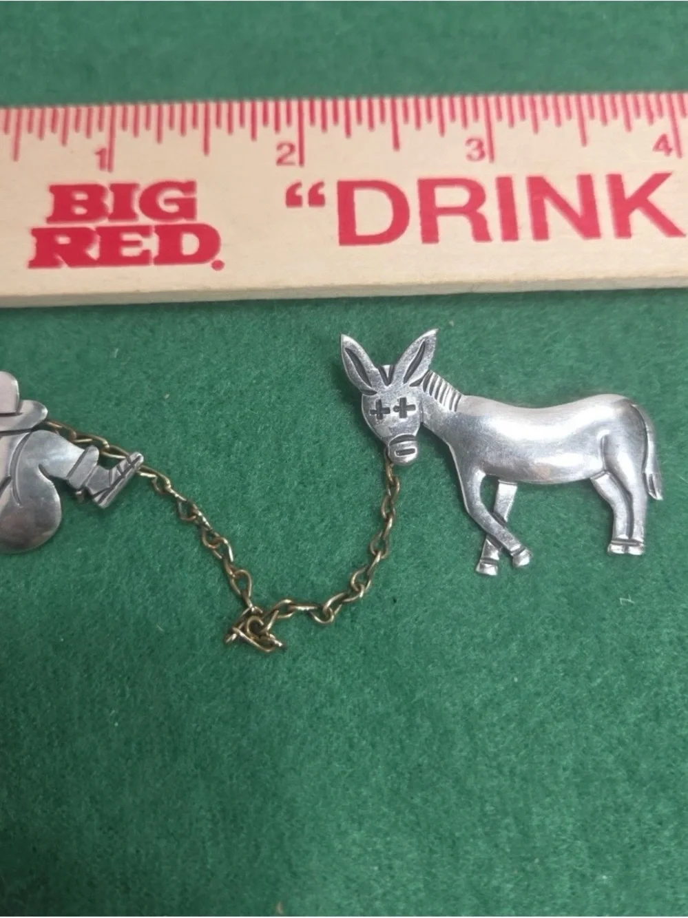 Sterling silver siesta man with donkey pin- signed- 925